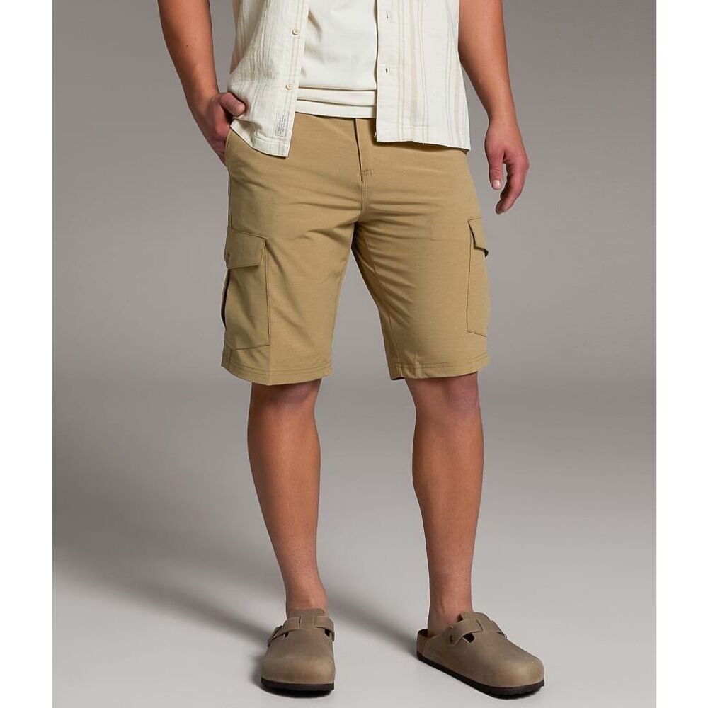 BKE Hybrid Standard Fit Mens Cargo Shorts Size 38 Khaki Tan Utility #783
